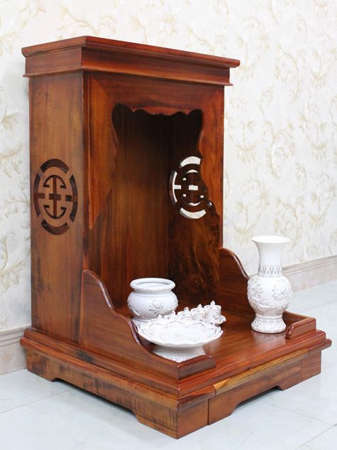Bàn thờ ông địa gỗ tràm đơn giản OD24 - 48x48x68 (Ngang x Sâu x Cao)